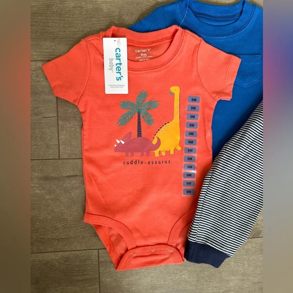 New Carter's Baby Boy's Retro Dinosaur / Modern 4 Piece Cotton outfit sets